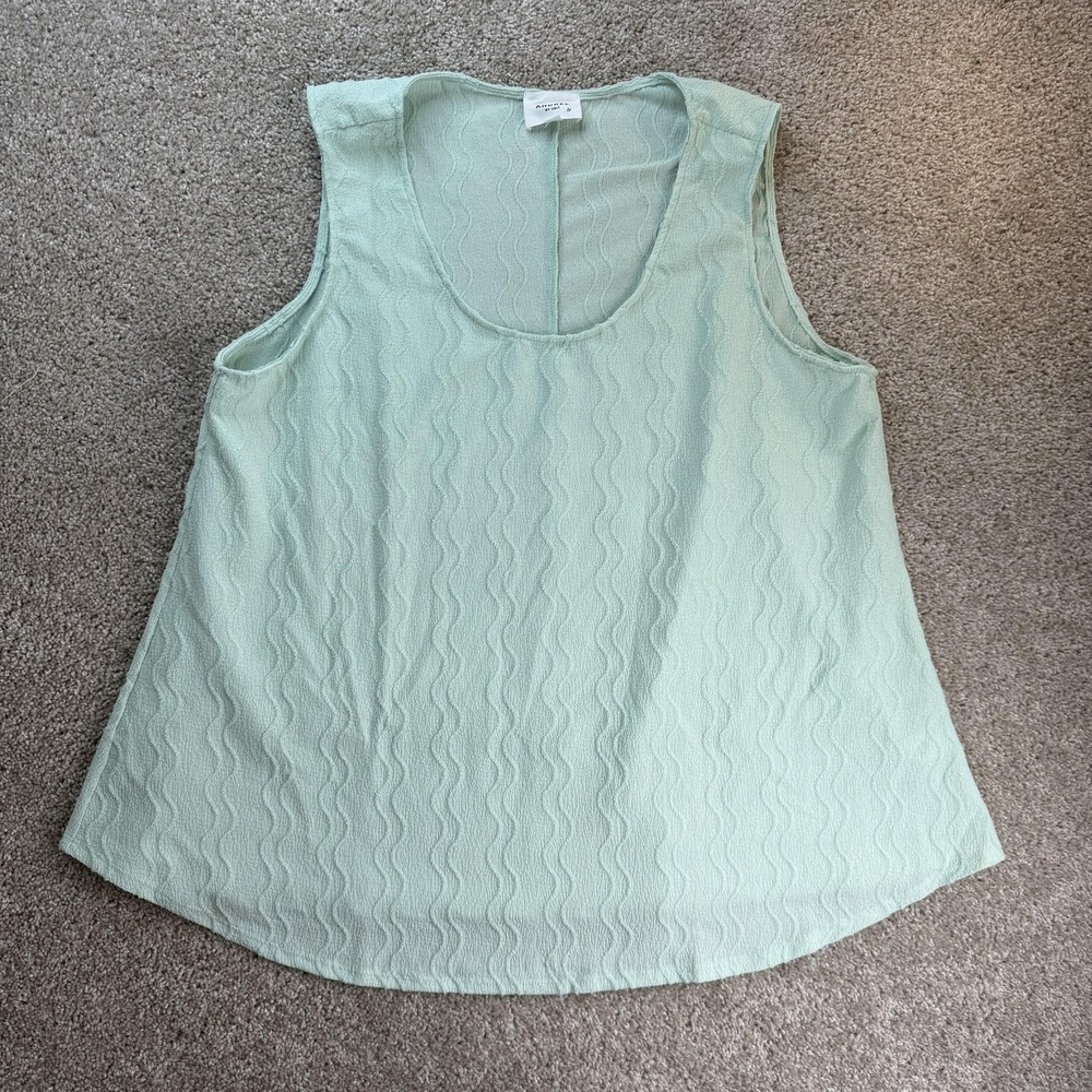 Andrée By Unit Tank Top Womens 1X Green Textured Scoop Neck Sleeveless Tunic